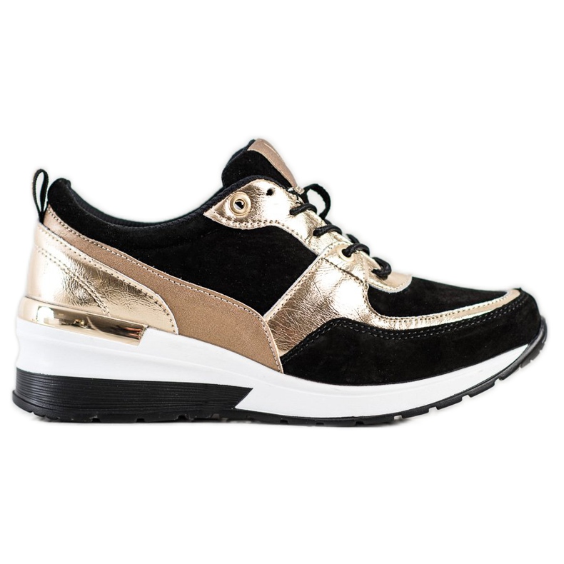Deportivas piel negra y dorada VINCEZA negro dorado
