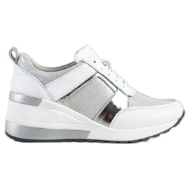 Deportivas de piel con purpurina VINCEZA blanco plata