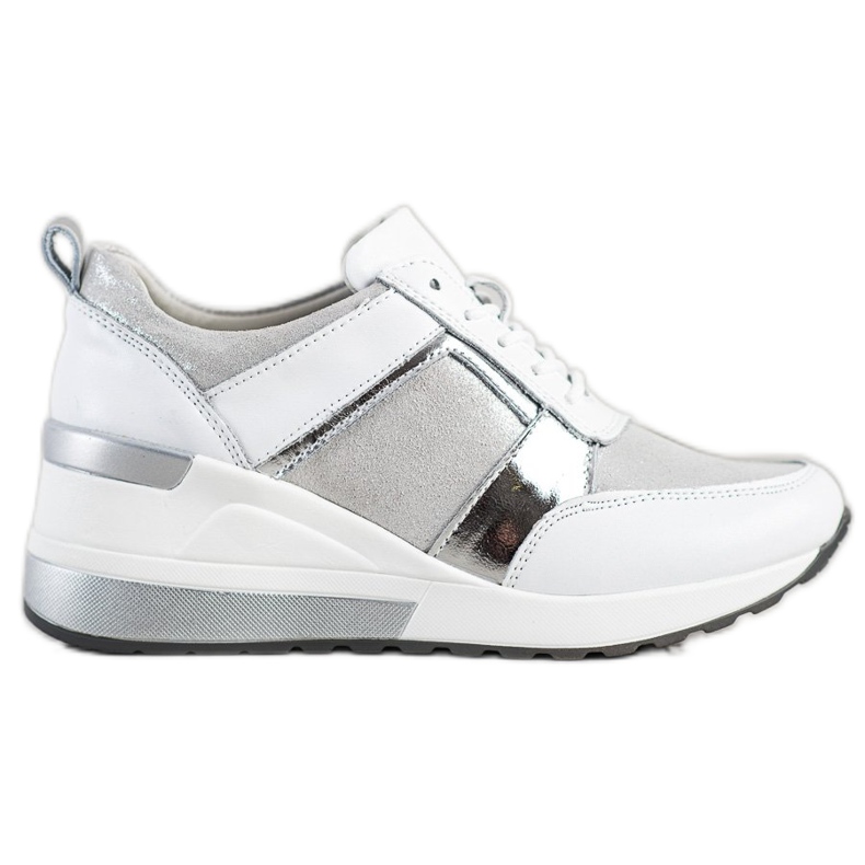 Deportivas de piel con purpurina VINCEZA blanco plata