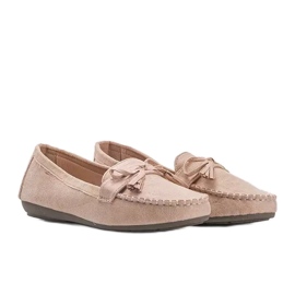 Mocasines beige de mujer con lazo Kassandra Mocasines beige de mujer con lazo Kassandra
