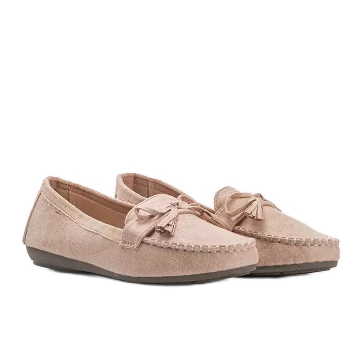 Mocasines beige de mujer con lazo Kassandra
