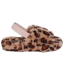 Zapatillas de mujer marrón X8130 Leopard con banda elástica