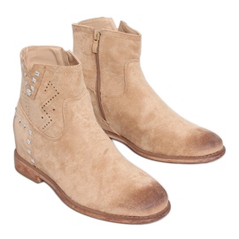 Botas caladas con tacón oculto beige NC1126 Beige