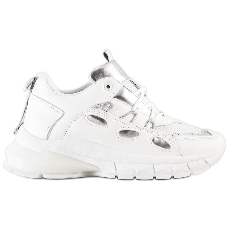 SHELOVET Zapatillas de deporte de cuero ecológico con estilo blanco SHELOVET Zapatillas de deporte de cuero ecológico con estilo blanco