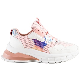 SHELOVET Zapatillas de moda blanco rosado