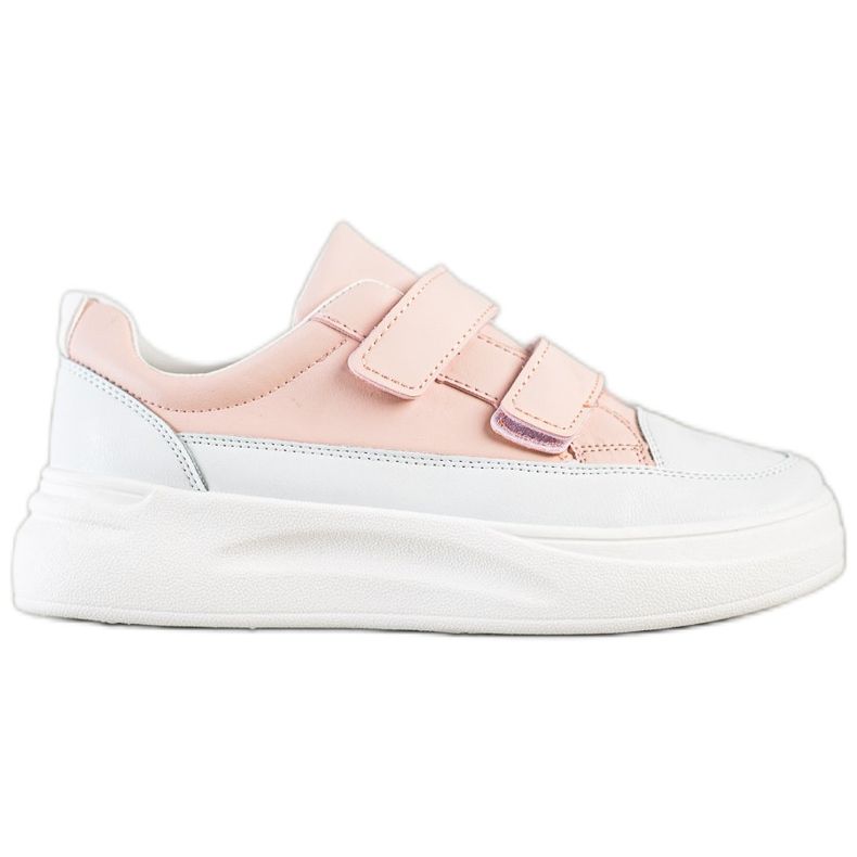 SHELOVET Cómodas zapatillas de velcro blanco rosado SHELOVET Cómodas zapatillas de velcro blanco rosado