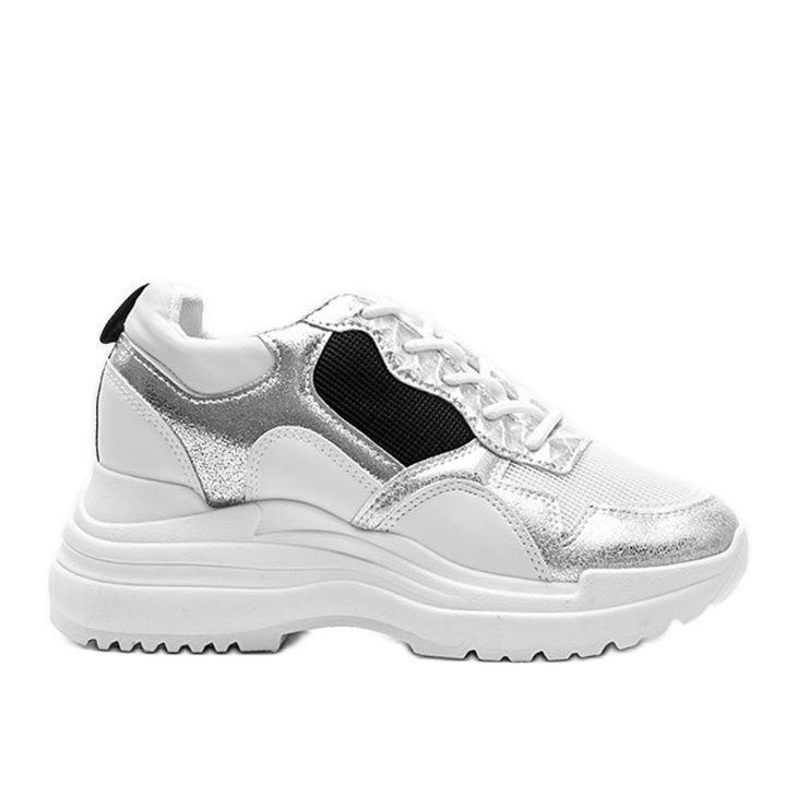 Zapatillas blancas en la cuña Alexandra blanco negro plata