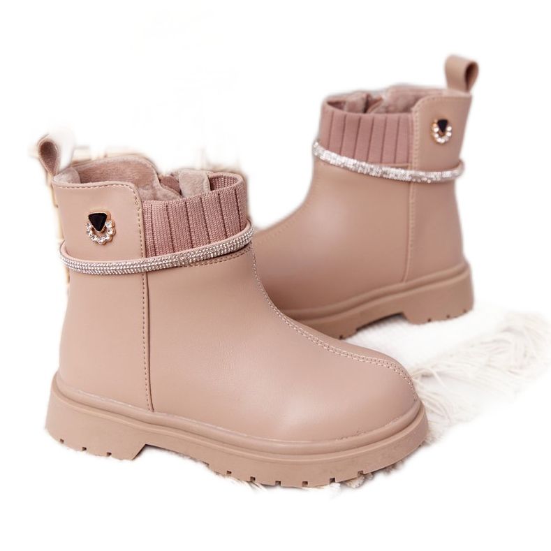Apawwa Botas Infantiles Con Lentejuelas Toffees Beige