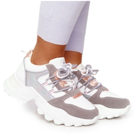 EVE Zapatillas de mujer en una suela masiva Power White blanco gris