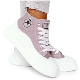 Zapatillas altas para mujer en la plataforma gris Nice Girl blanco