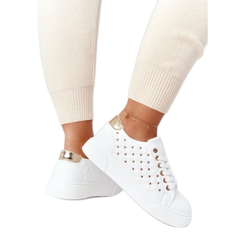 PS1 Zapatillas de mujer con acolchado de cariño blanco-dorado