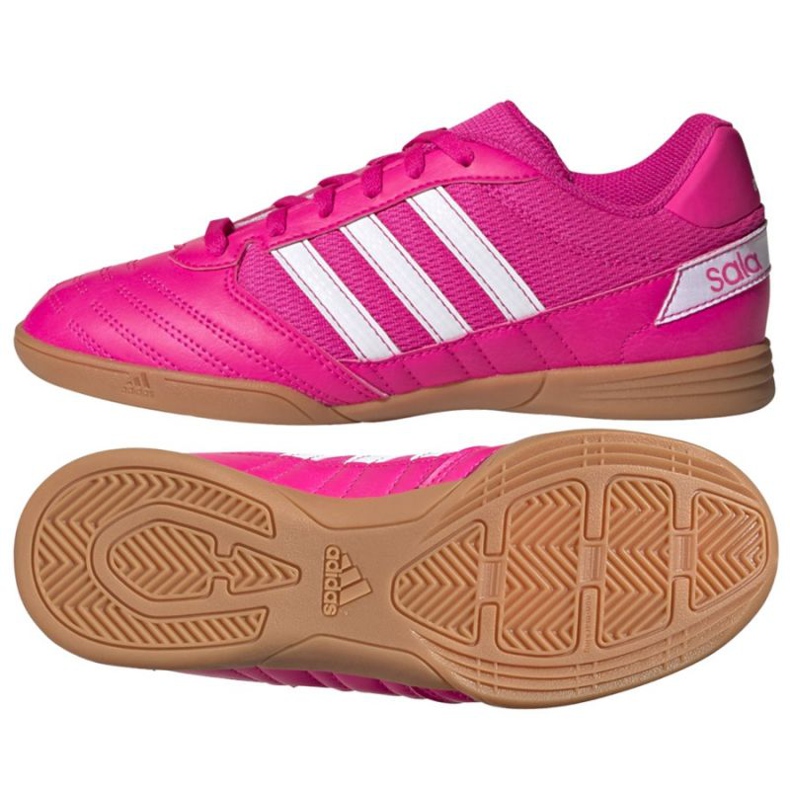 Botas de fútbol adidas Super Sala Jr G55911 rosa, blanco rosas y morados