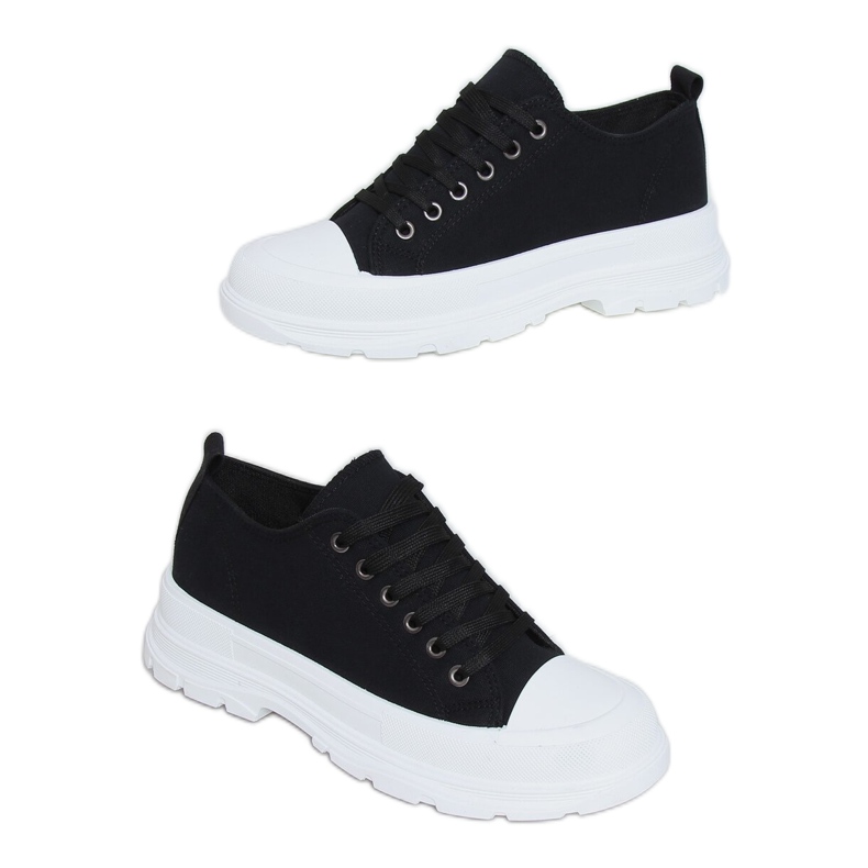 Zapatillas de mujer negras (suela blanca) LA122 Negro