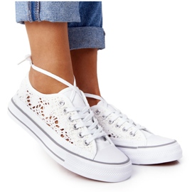 FB2 Zapatos deportivos Candice de encaje blanco para mujer