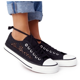FB2 Zapatos deportivos Candice de encaje negro para mujer