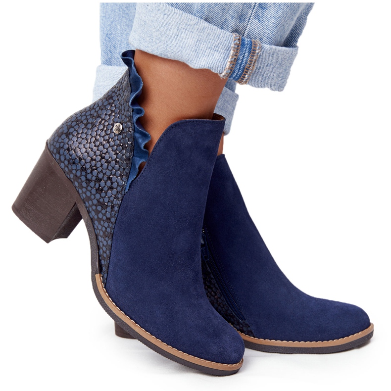 Botas de piel de mujer con tacón alto Maciejka Azul marino 04833-17 Botas de piel de mujer con tacón alto Maciejka Azul marino 04833-17