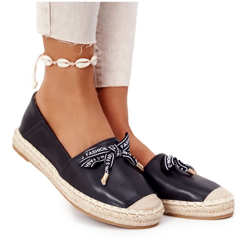 S.Barski Alpargatas S. Barski negras con suela de paja negro