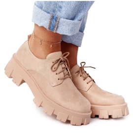 PS1 Zapatos de gamuza Oxfords para mujer en la plataforma Nude Imogen beige rosa