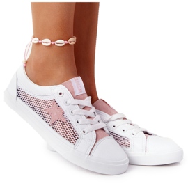 Zapatillas de Mujer con Malla Big Star DD274688 Blanco-Rosa