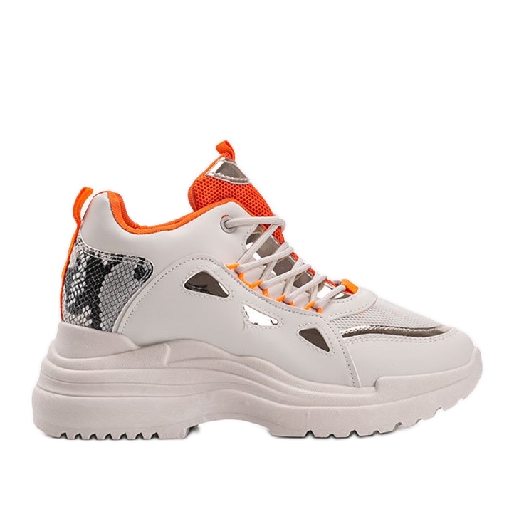 Zapatillas de felicia con serpiente en blanco y beige