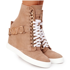 Zapatillas de ante para mujer BOOCI Golden Letters Bright Camel marrón
