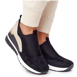 Vinceza 10593 Zapatillas con cuña en negro y dorado verde