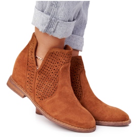 S.Barski Botas caladas en la cuña S. Barski Camel marrón