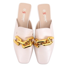 T500P Beige pantuflas beige con cadena