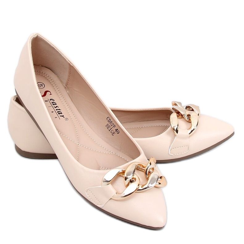 Bailarinas beige con cadena CD82P Beige