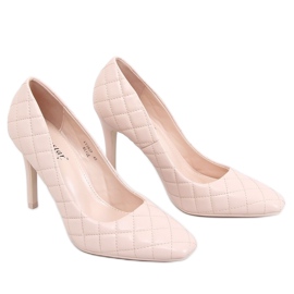 Tacones de aguja acolchados beige y rosa de mujer LE082P Beige