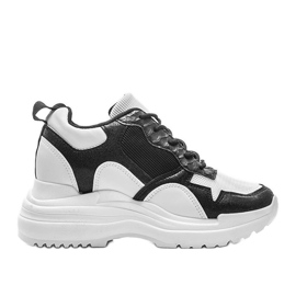 Zapatillas blancas y negras en la cuña Alexandra blanco negro