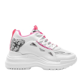 Zapatillas Felicia con serpiente en blanco y rosa