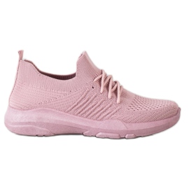SHELOVET Cómodas zapatillas deportivas rosas rosado