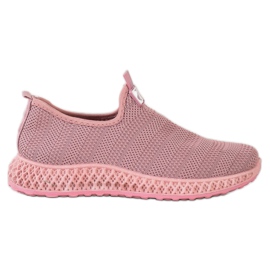 SHELOVET Slipons de primavera calados rosa