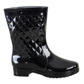 Bona Botas de agua acolchadas brillantes negro