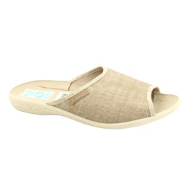 Pantuflas de lino para mujer Adanex 25970 beige Pantuflas de lino para mujer Adanex 25970 beige