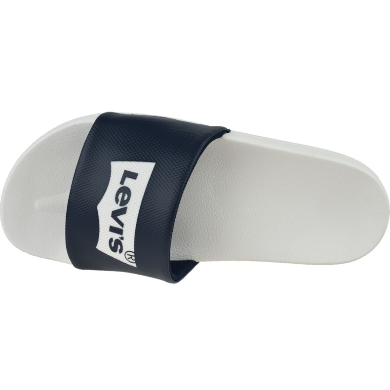 Sandalia de diapositivas con alas de murciélago de Levi's 228998-756-51 blanco azul marino