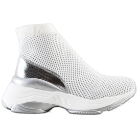 SHELOVET Zapatillas de alta textil blanco