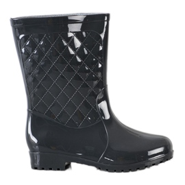 Bona Botas de agua acolchadas brillantes negro