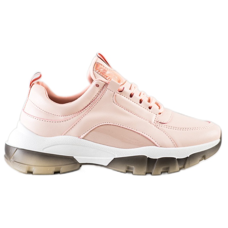 SHELOVET Zapatillas rosas con cuero ecológico rosado
