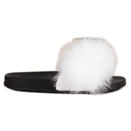 Bona Chanclas de moda con piel blanco