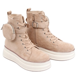 Zapatillas altas con bolsito beige HO263 Beige