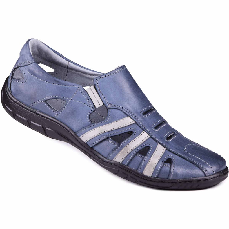 Kampol Zapatos de hombre calados para el verano 16/53 azul marino