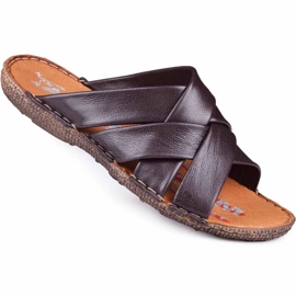 Kampol Zapatilla piel hombre 214 / BR marrón