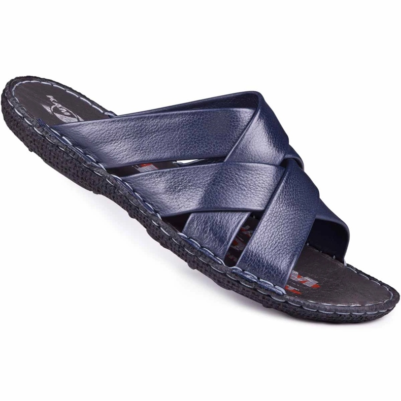 Kampol Zapatilla piel hombre 214/63 azul marino