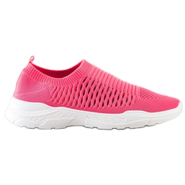 Ideal Shoes Cómodas zapatillas caladas rosado Ideal Shoes Cómodas zapatillas caladas rosado
