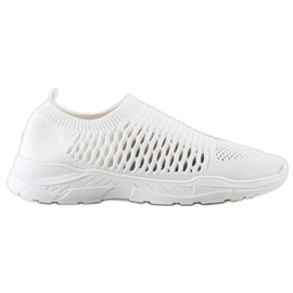 Ideal Shoes Cómodas zapatillas caladas blanco