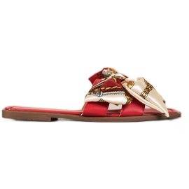 Seastar Pantuflas elegantes con lazo decorativo rojo