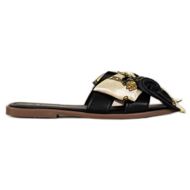 Seastar Pantuflas elegantes con lazo decorativo negro