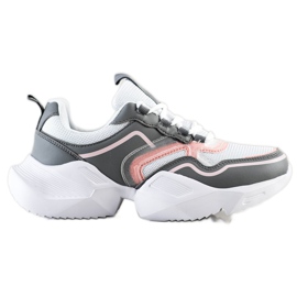 SHELOVET Zapatillas deportivas ligeras blanco rosa gris